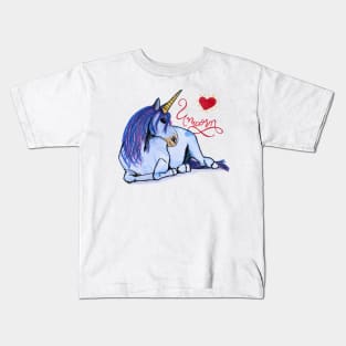 I love unicorns beautiful blue unicornio gift Kids T-Shirt